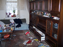 König-Pröckl. Entrümpelung Wohnzimmer, davor